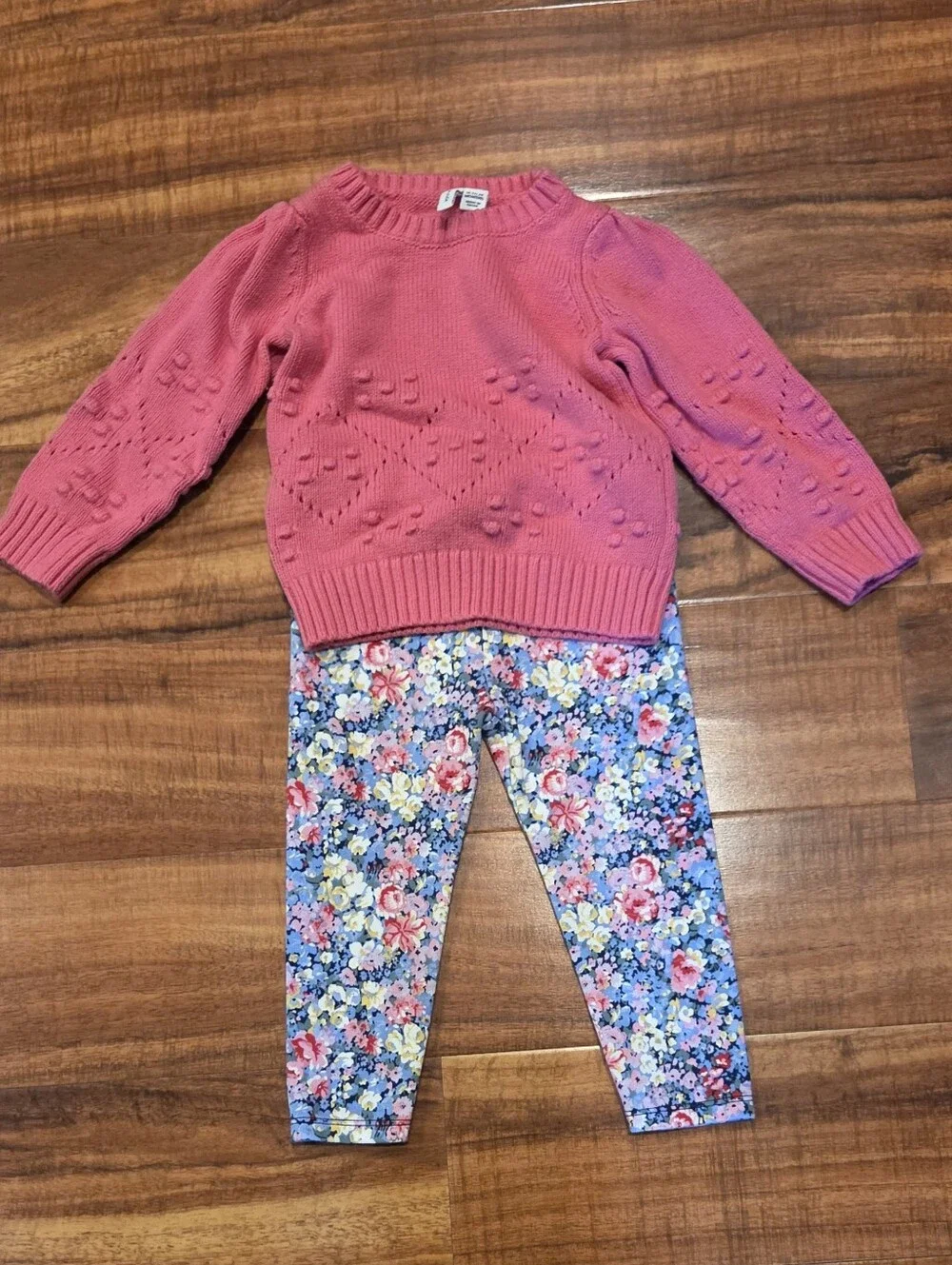 Janie and Jack EUC 18-24 Months Pink Sweater and Floral Ponte Pants